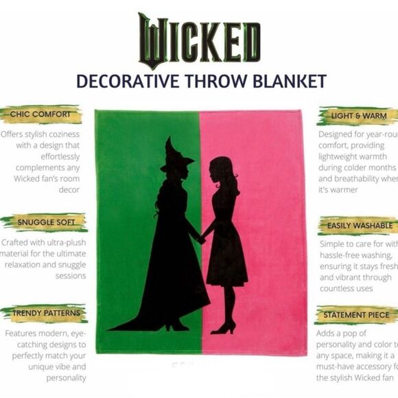 Wicked Silky Faux Fur Throw One Size 60"x 70"
Magic Moment Green Pink Black NEW - Picture 4 of 6